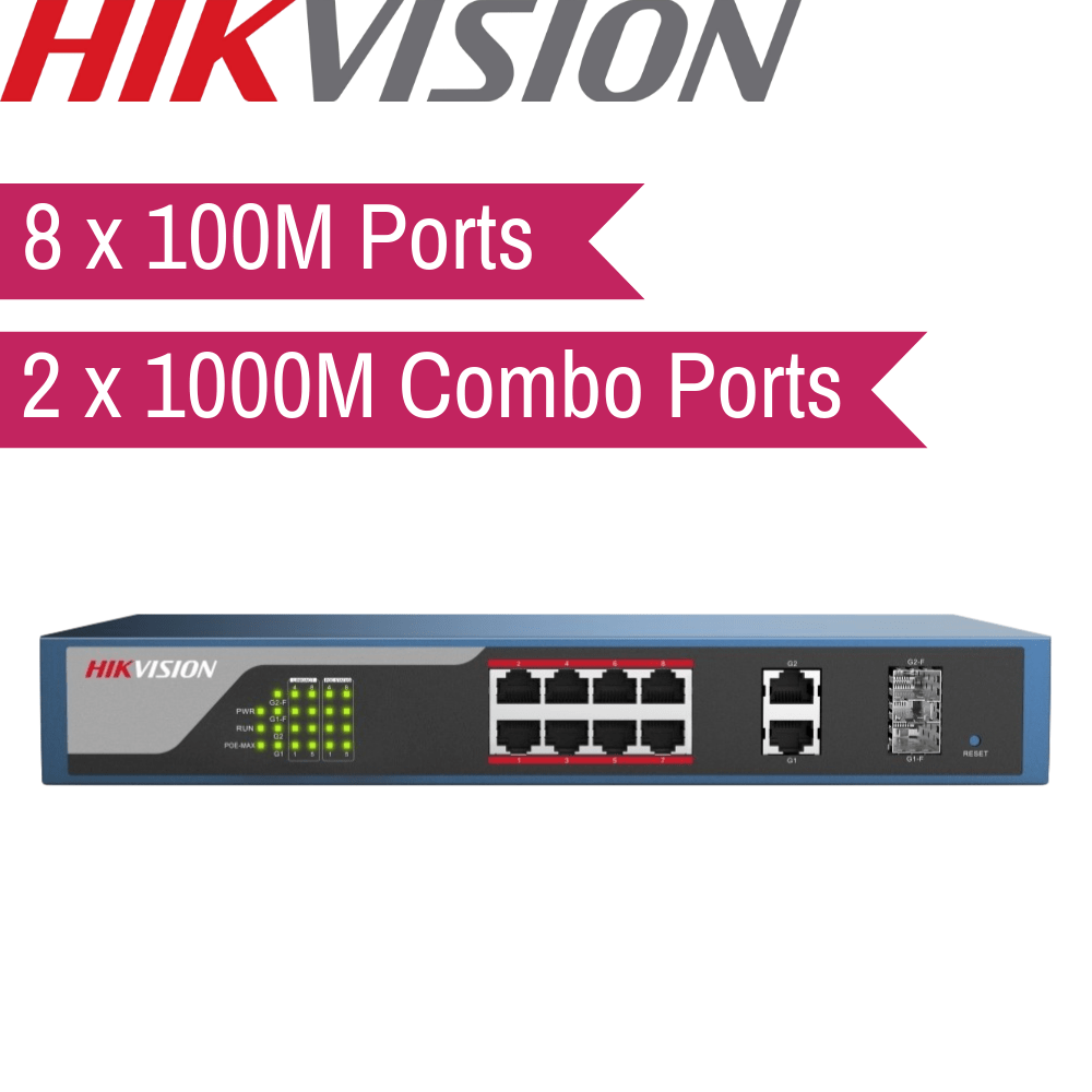 Hikvision Web-Managed PoE Switch: 8x100M, 2x1000M Combo Port