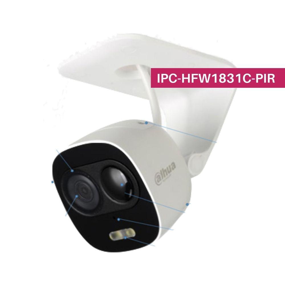 Dahua IPC-HFW1831C-PIR Security Camera: 8MP (4K) Starlight Mini Bullet Fixed Lens