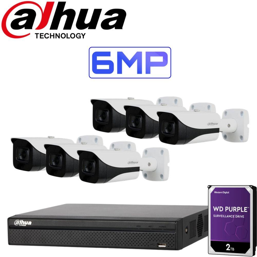 Dahua 8 Channel Security Kit: 8MP(4K Ultra HD) NVR, 6 X 6MP Bullet Cameras, 2TB HDD