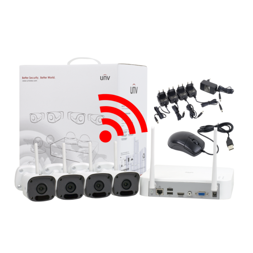 Uniview 4 Channel WiFi Security Kit: 2MP NVR, 4 x 2MP Bullet Cameras, 1TB HDD
