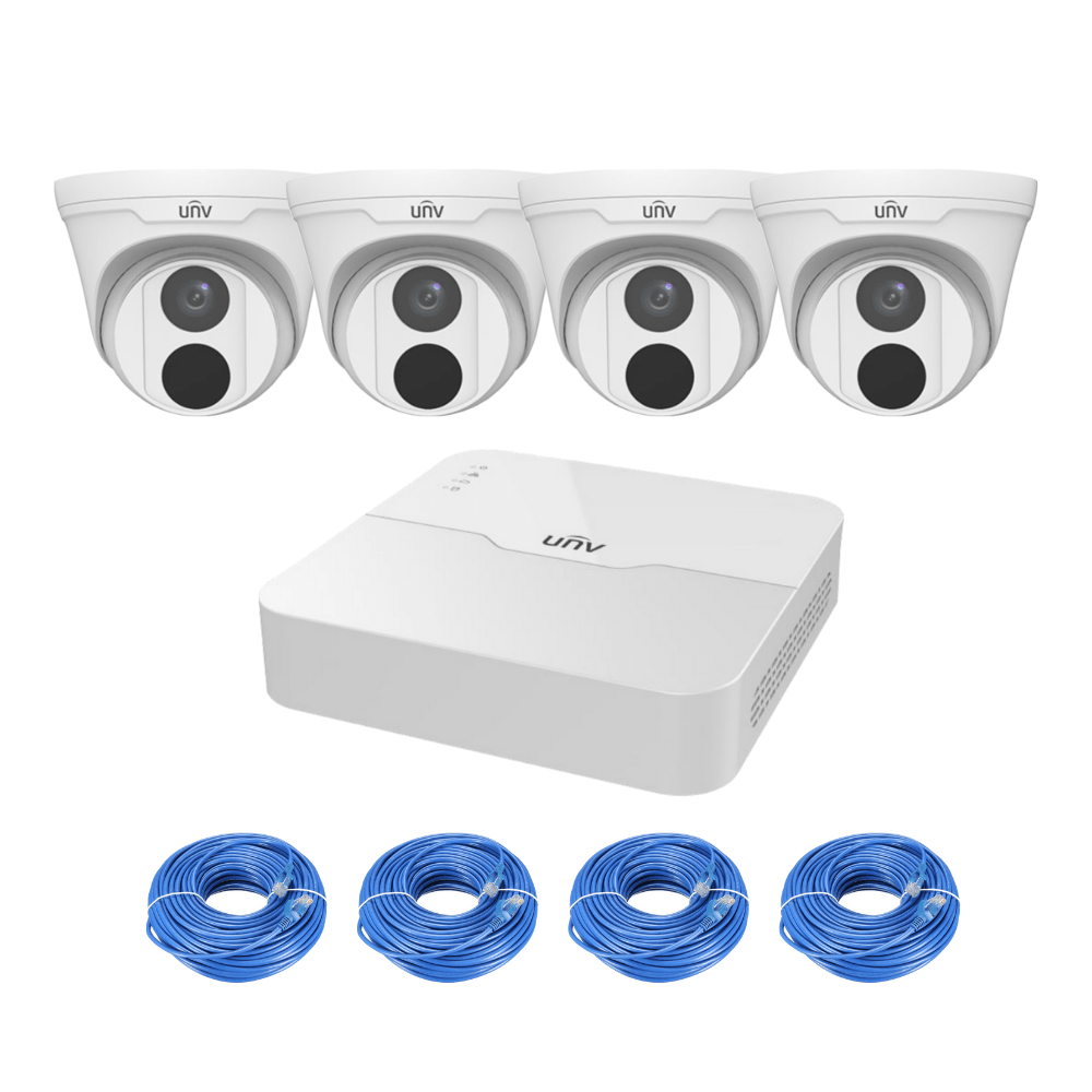 Uniview 4/8 Channel Security System: 2MP NVR, 4 x 2MP Turret Cams, 1TB HDD