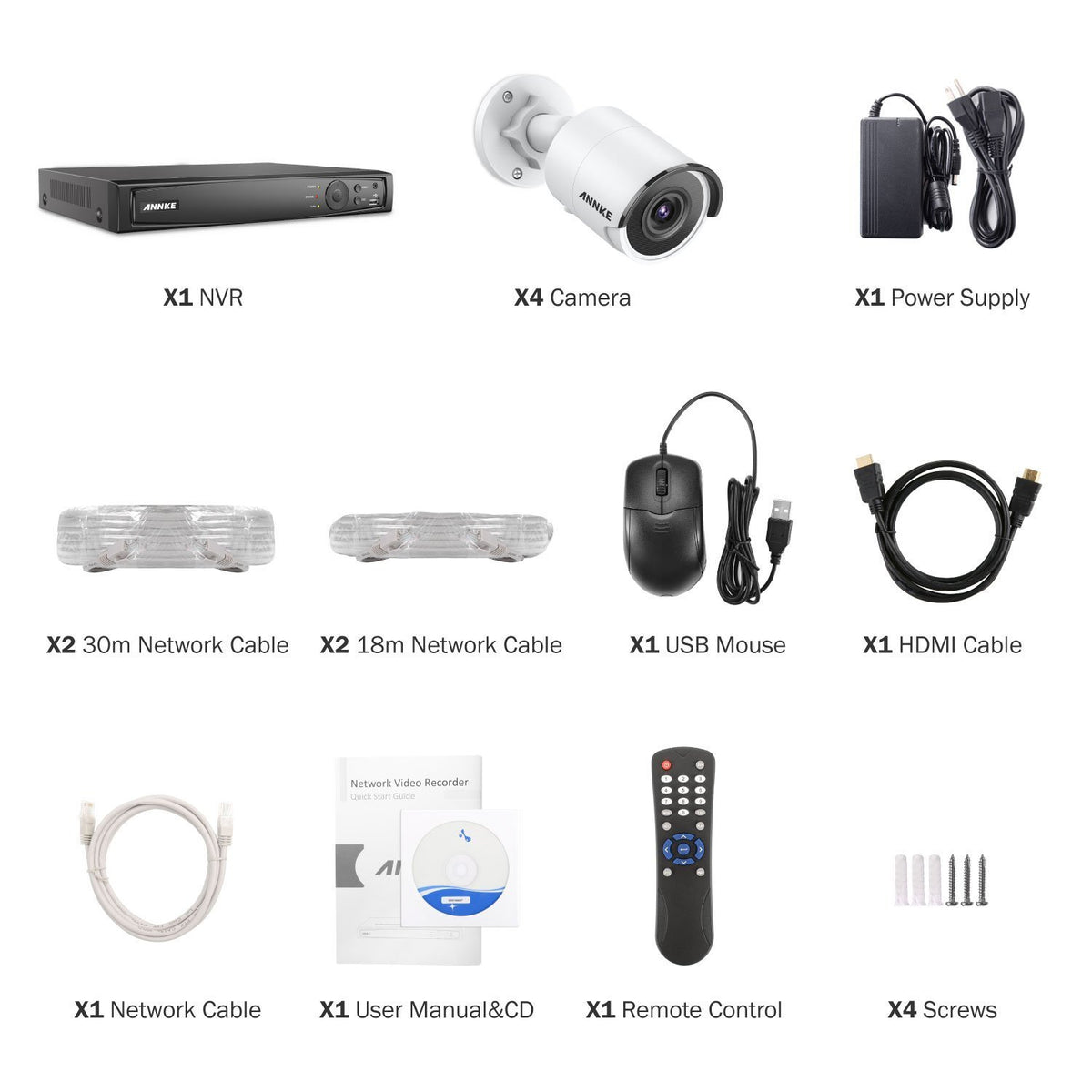 Annke 8 Channel Security Kit: 8MP NVR, 4 x 8MP(4K Ultra HD) Bullet Cameras