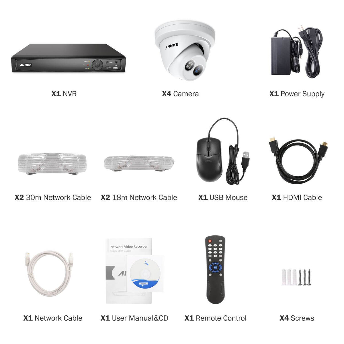 Annke 8 Channel Security Kit: 8MP NVR, 4 X 8MP(4K Ultra HD) Turret Cameras
