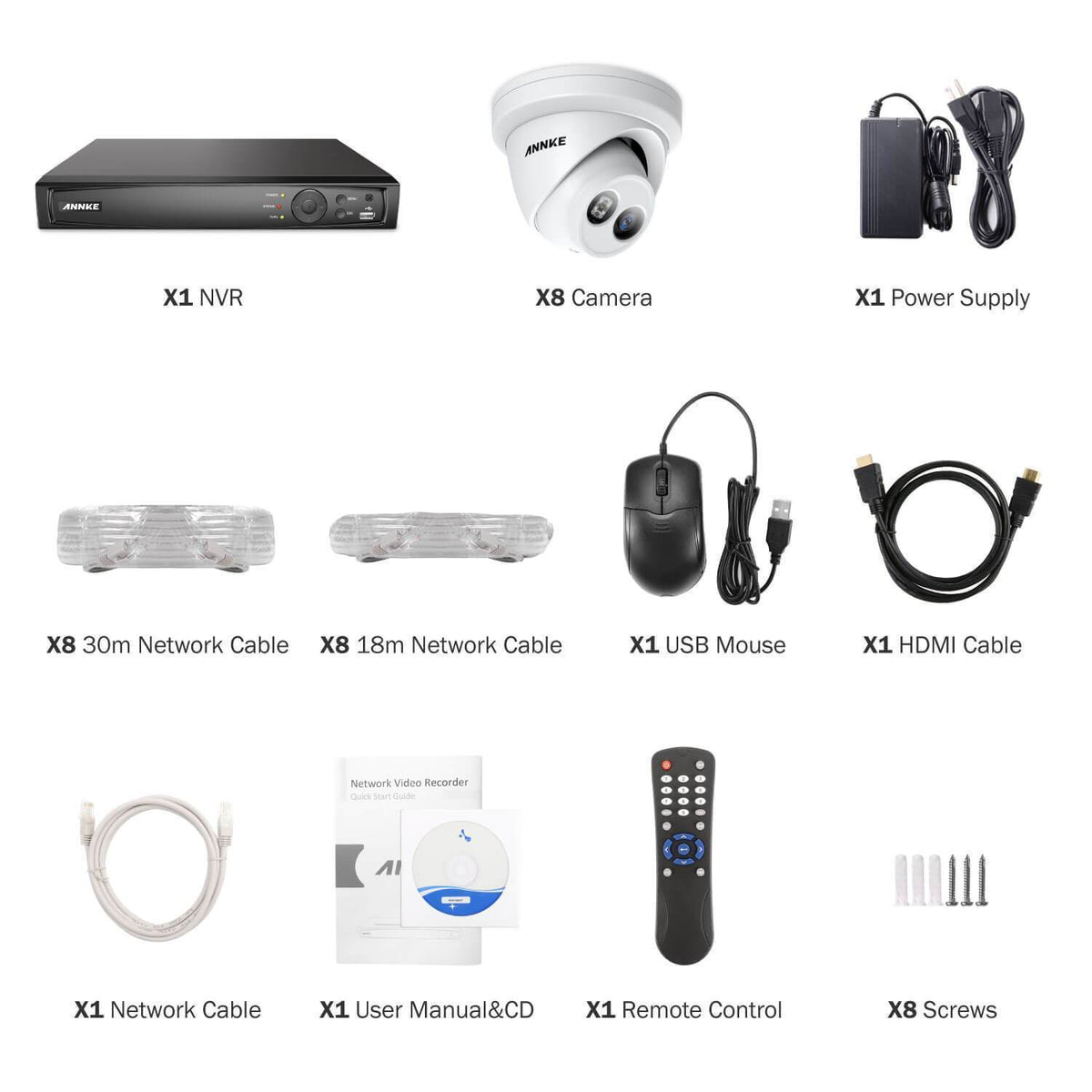 Annke 8 Channel Security Kit: 8MP NVR, 8 X 8MP(4K Ultra HD) Turret Cameras