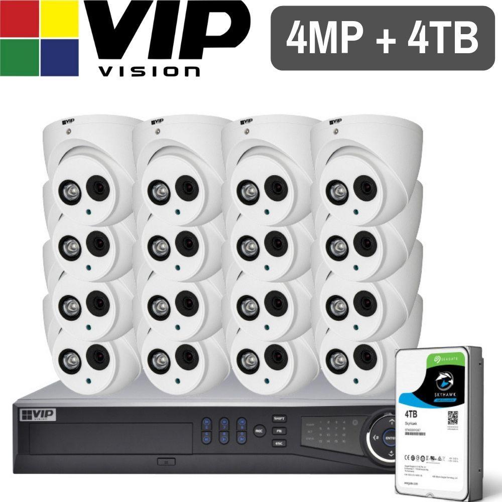 VIP Vision Pro 16 Channel Security Kit: 12MP NVR, 16 X 4MP Turret Cameras, 4TB HDD