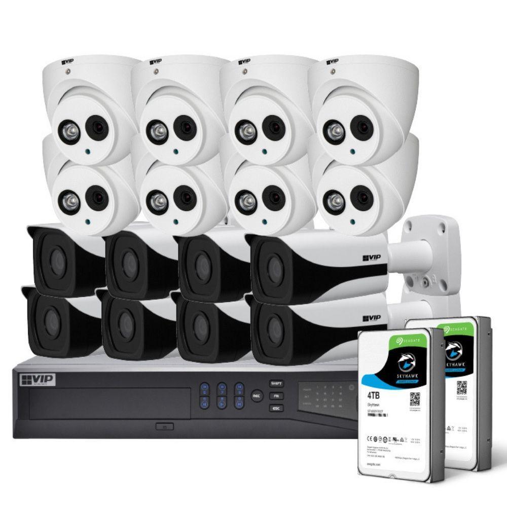 VIP Vision Pro 16 Channel Security Kit: 12MP NVR, 8 X 8MP Bullet, 8 X 8MP Dome, 8TB HDD