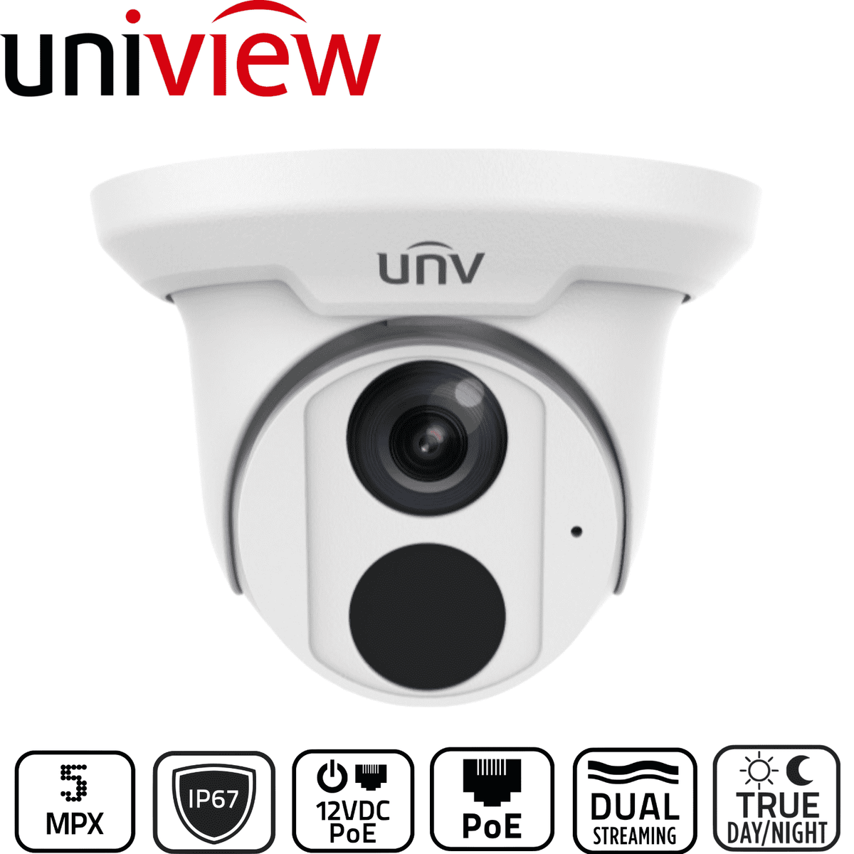 Uniview Security Camera: 5MP Starlight Turret, IP67