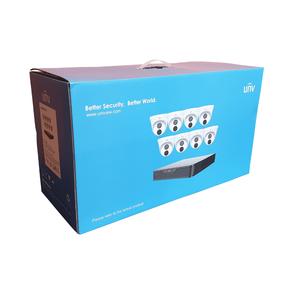 Uniview 8 Channel Security System: 8MP NVR, 8 x 5MP Easy Turret Cams, 2TB HDD