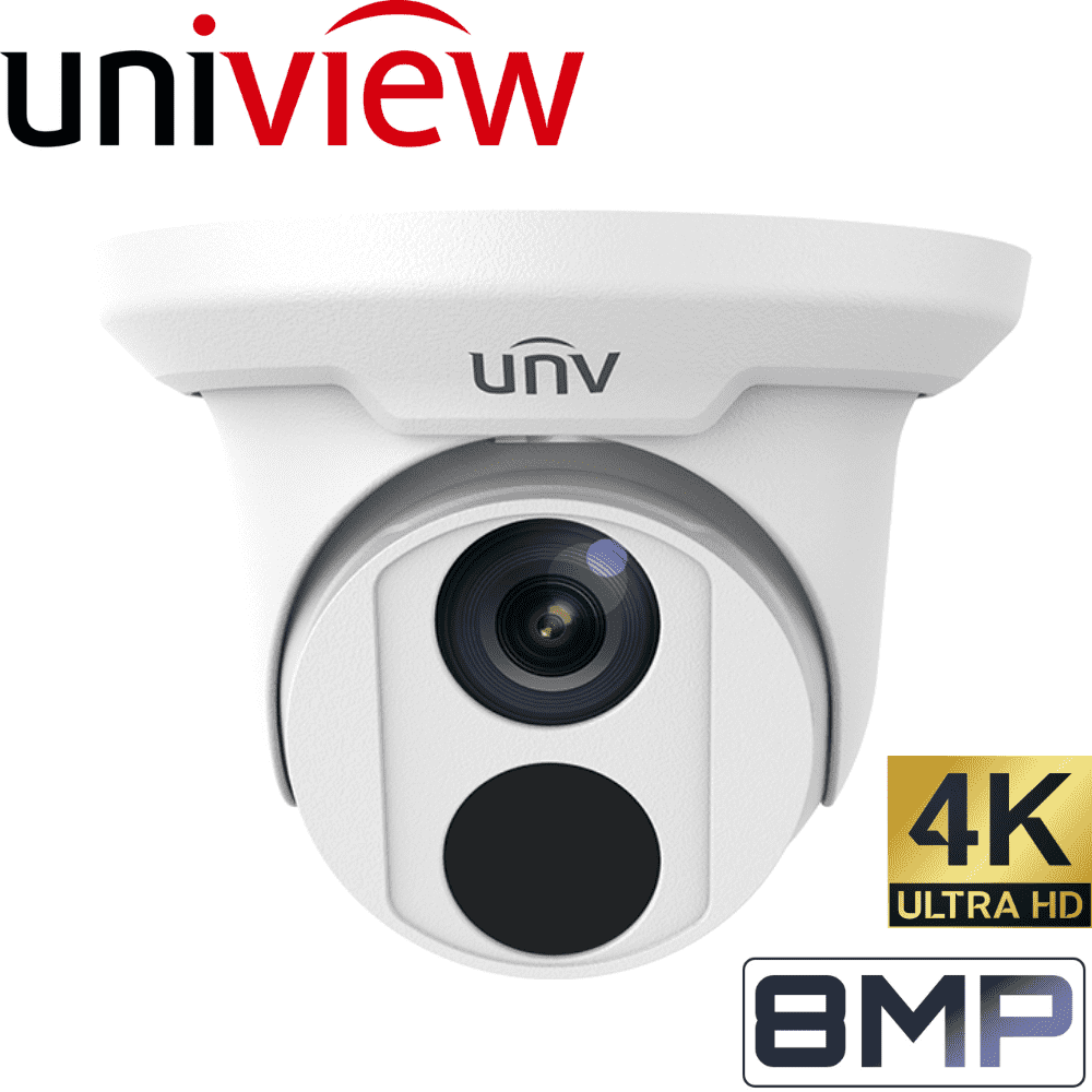 Uniview Security Camera: 8MP (4K) Turret, Face Detection, IP67