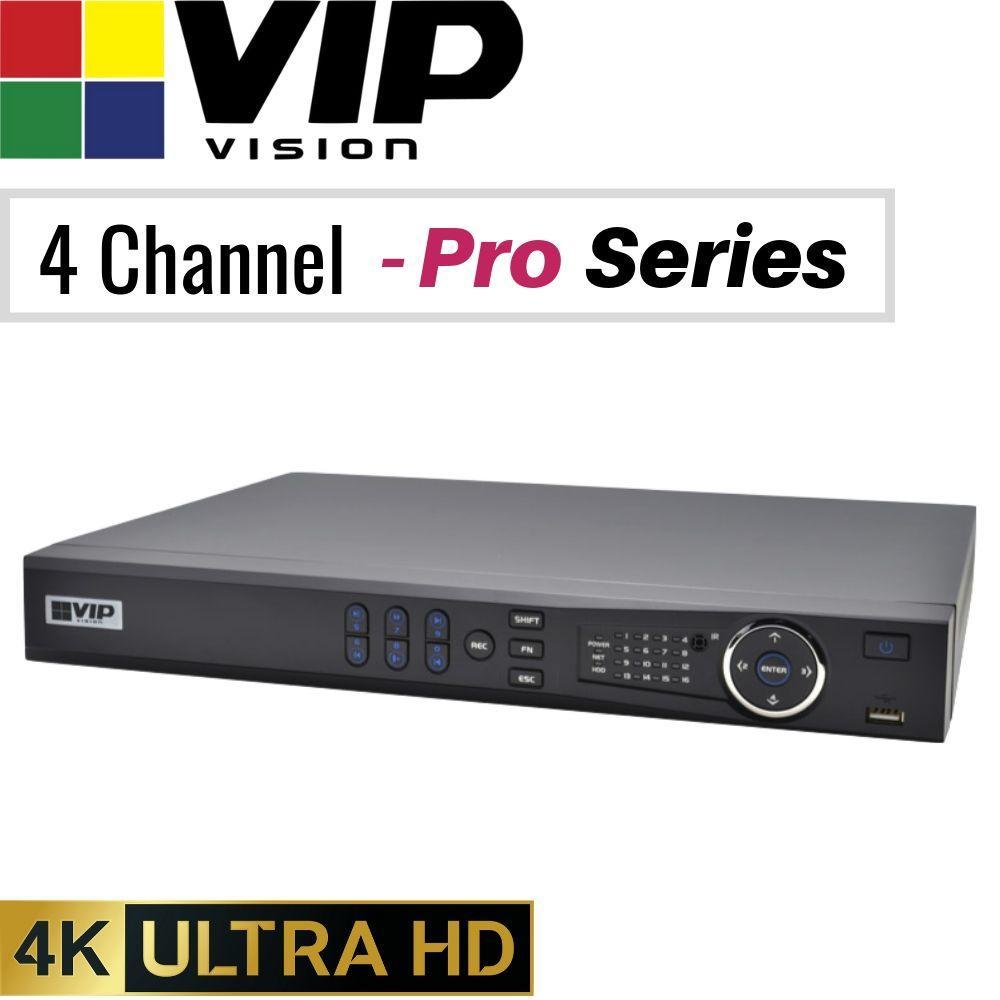 VIP Vision Pro 4 Channel Security Kit: 8MP NVR, 2 X 6MP Bullet, 2 X 6MP Dome, 2TB HDD