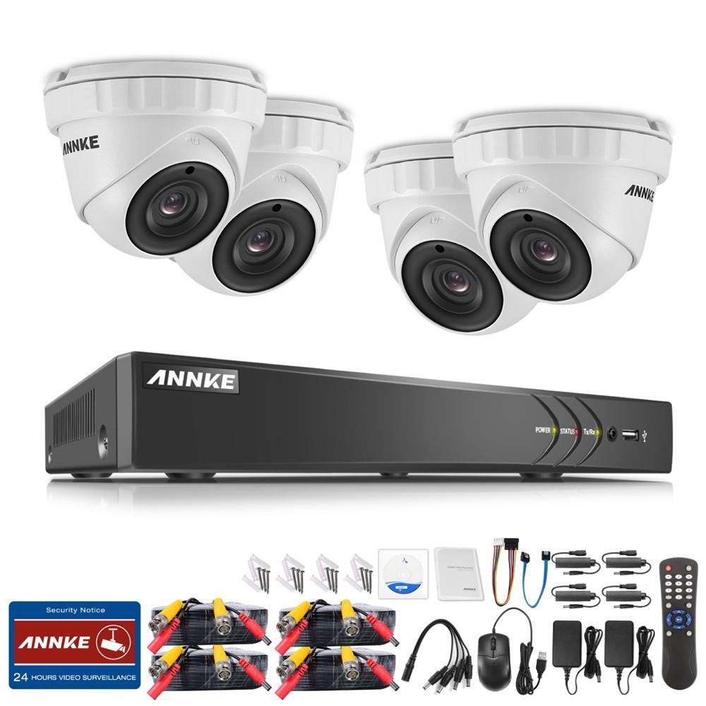 Annke 4 Channel Security System: 1080P HD 5-in-1 DVR, 4 x 3MP Dome Cameras