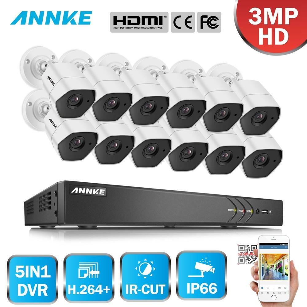 Annke 16 Channel Security System: 1080P HD 5-in-1 DVR, 12 x 3MP Bullet Cameras