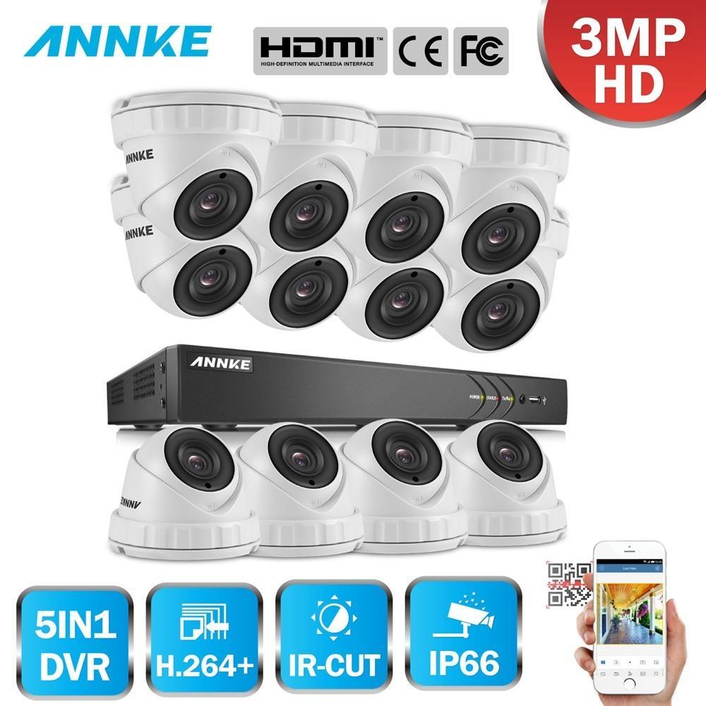 Annke 16 Channel Security System: 1080P HD 5-in-1 DVR, 12 x 3MP Dome Cameras
