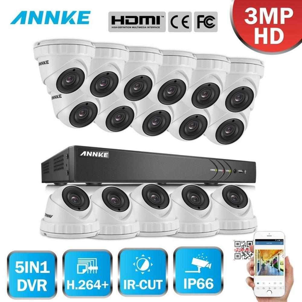 Annke 16 Channel Security System: 1080P HD 5-in-1 DVR, 16 x 3MP Dome Cameras