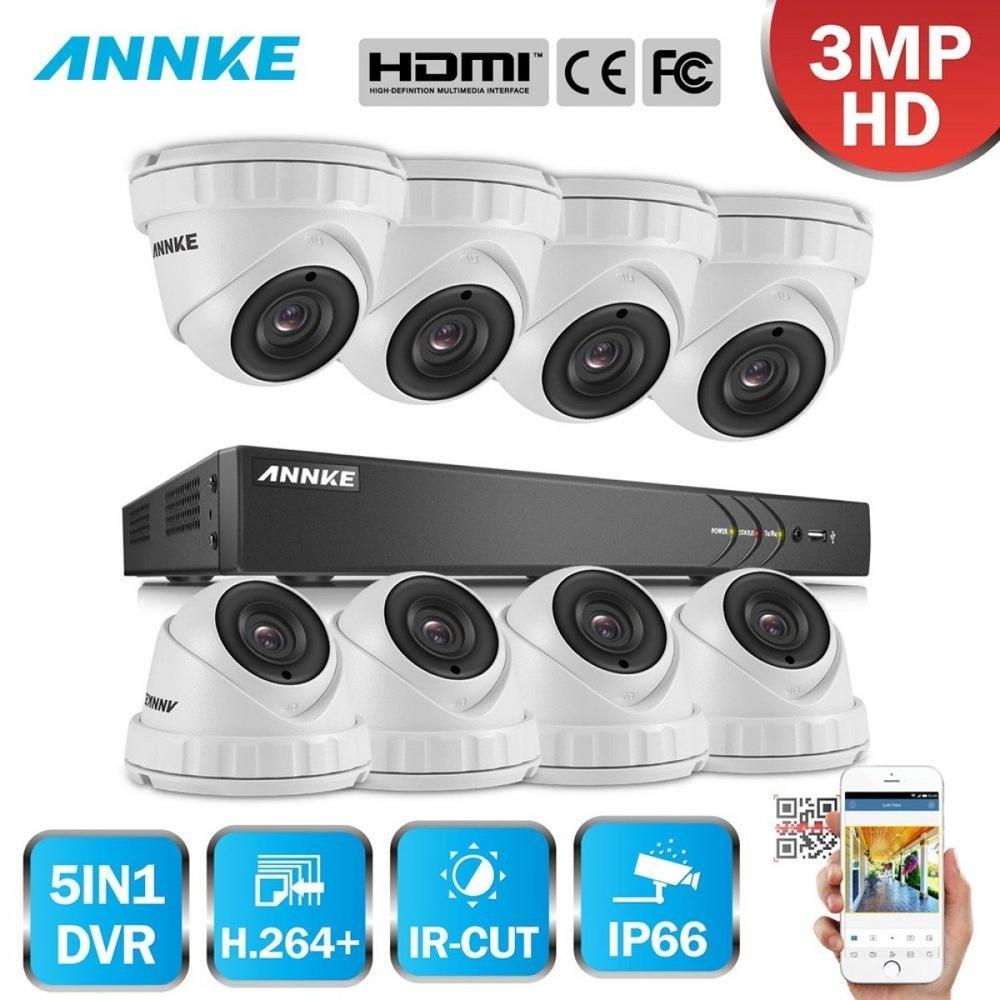 Annke 16 Channel Security System: 1080P HD 5-in-1 DVR, 8 x 3MP Dome Cameras