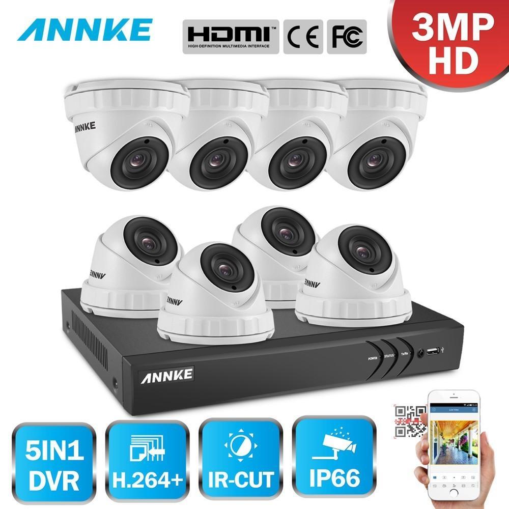 Annke 8 Channel Security System: 1080P HD 5-in-1 DVR, 8 x 3MP Dome Cameras