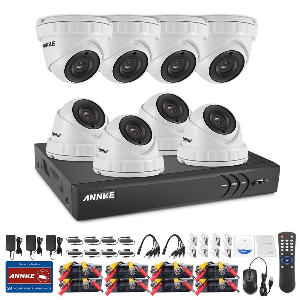 Annke 8 Channel Security System: 1080P HD 5-in-1 DVR, 8 x 3MP Dome Cameras