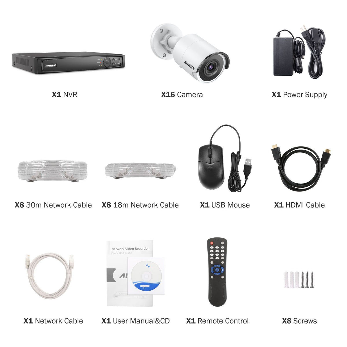 Annke 16 Channel Security Kit: 8MP NVR, 16 x 8MP(4K Ultra HD) Bullet Cameras