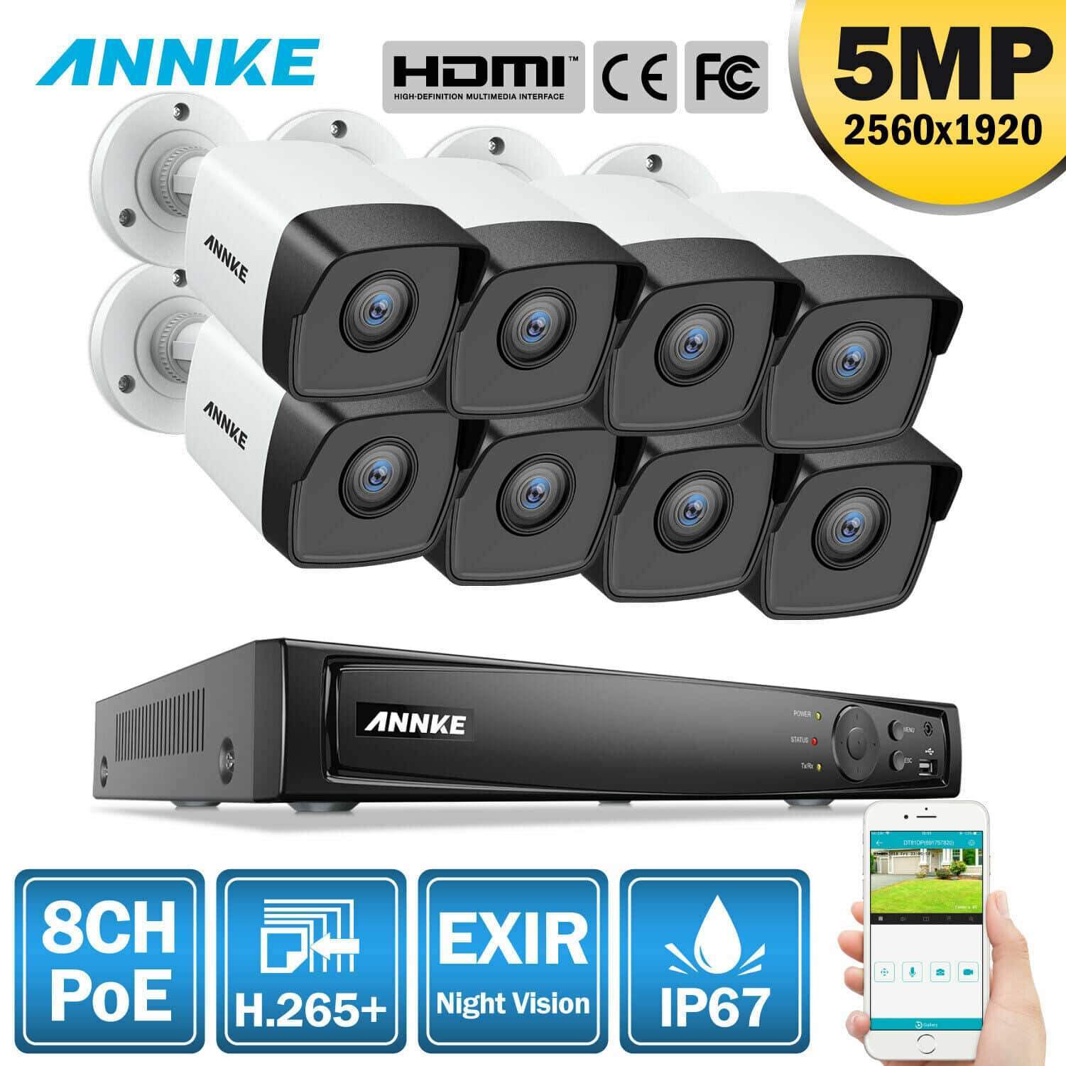 Annke 8 Channel Security Kit: 8MP(4K Ultra HD) NVR, 8 X 5MP Bullet Cameras