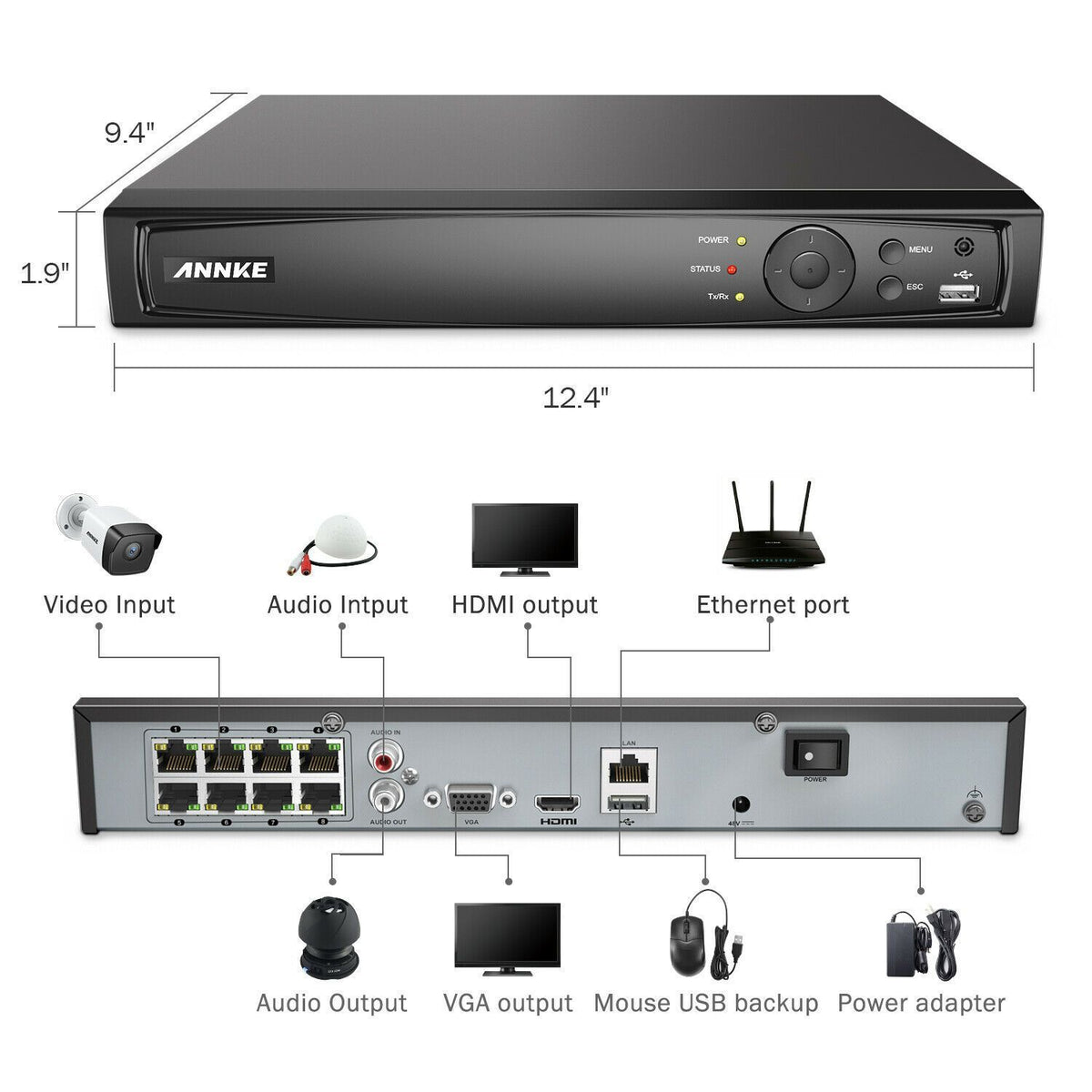 Annke 8 Channel Security Kit: 8MP(4K Ultra HD) NVR, 4 X 5MP Bullet Cameras