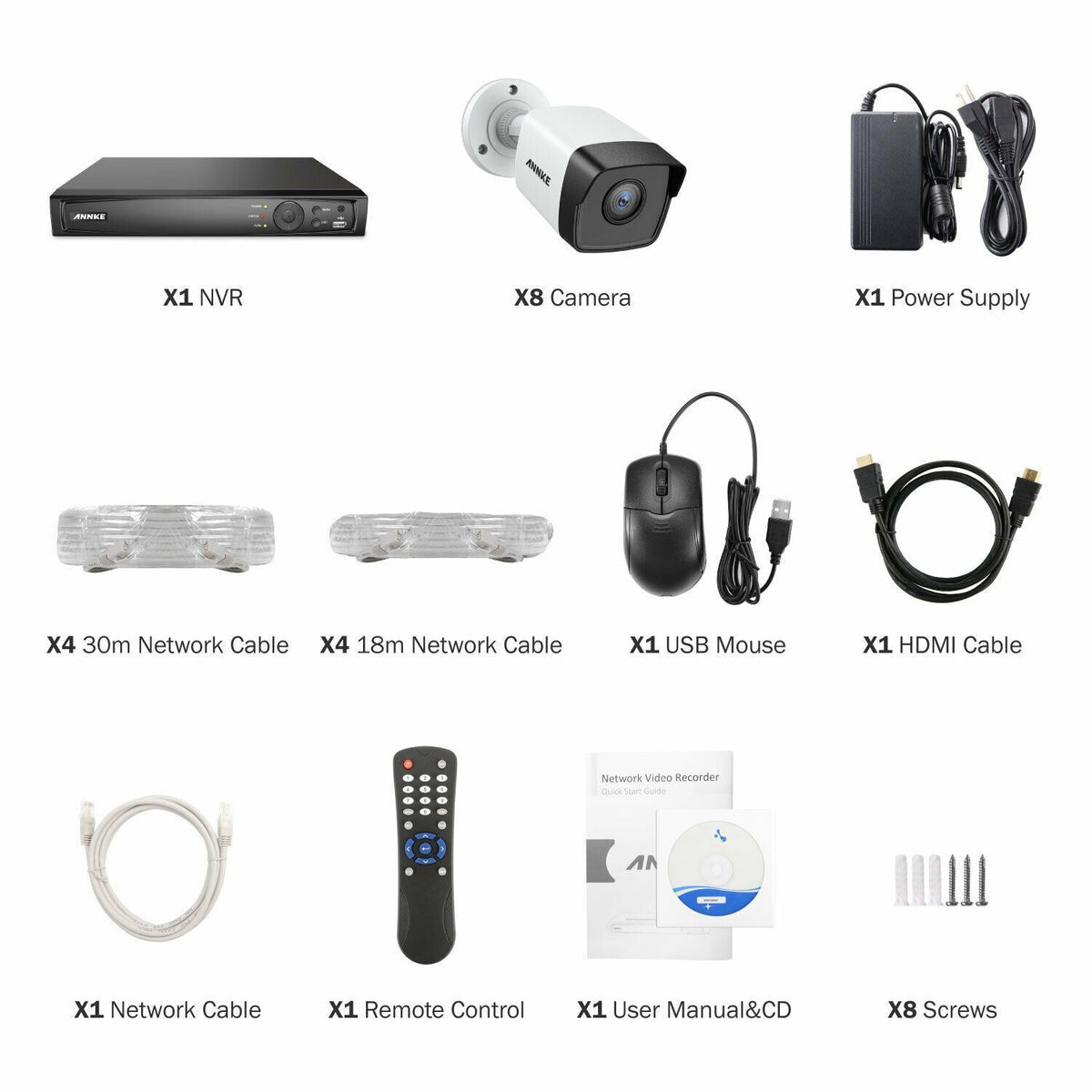 Annke 8 Channel Security Kit: 8MP(4K Ultra HD) NVR, 8 X 5MP Bullet Cameras