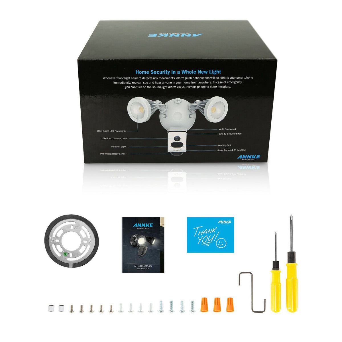 Annke Wireless AI Floodlight Camera: 1080P Full HD (2MP), PIR