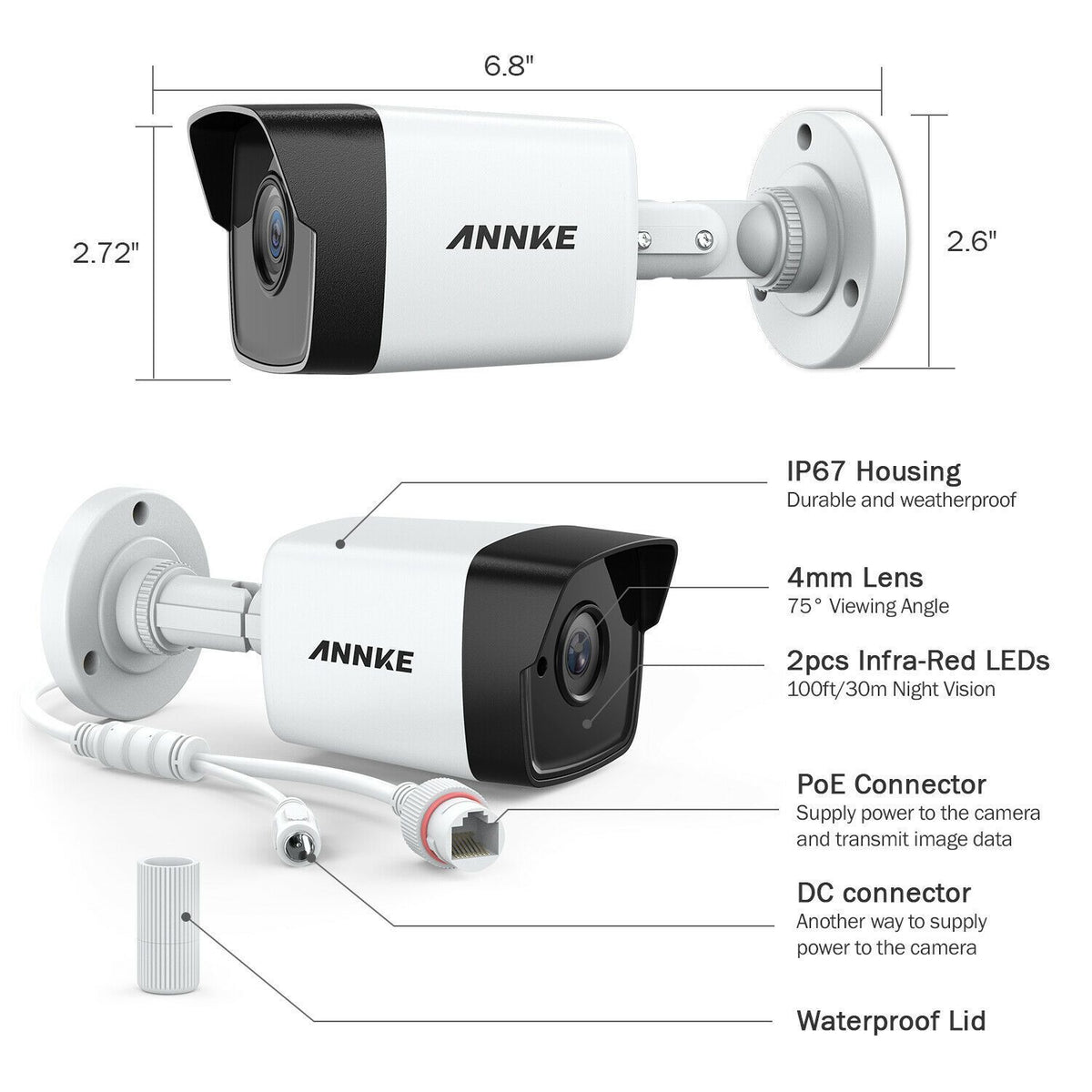 Annke 8 Channel Security Kit: 8MP(4K Ultra HD) NVR, 4 X 5MP Bullet Cameras