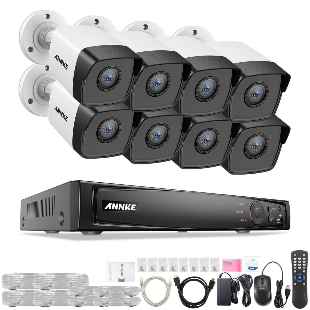 Annke 8 Channel Security Kit: 8MP(4K Ultra HD) NVR, 8 X 5MP Bullet Cameras