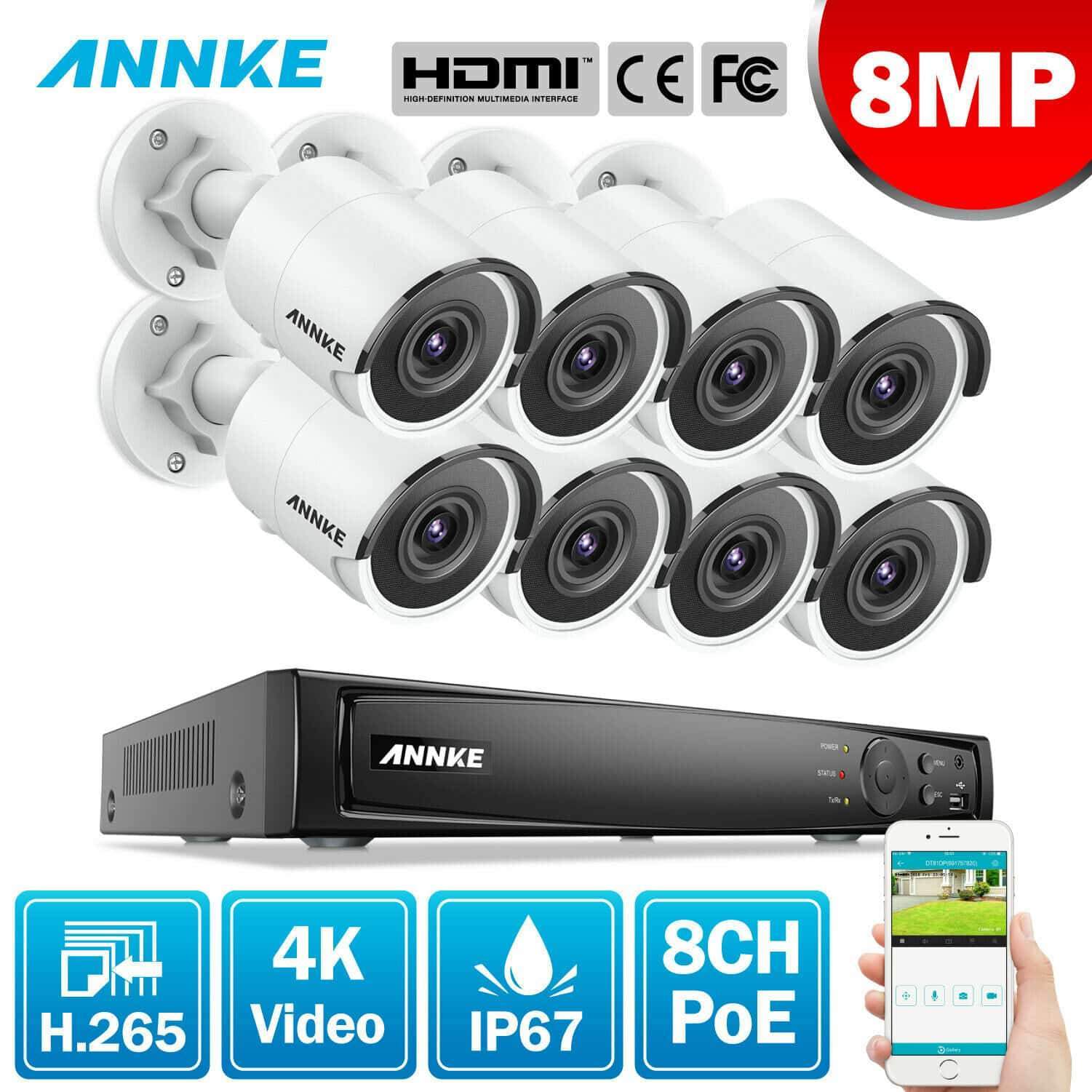 Annke 8 Channel Security Kit: 8MP NVR, 8 X 8MP(4K Ultra HD) Bullet Cameras