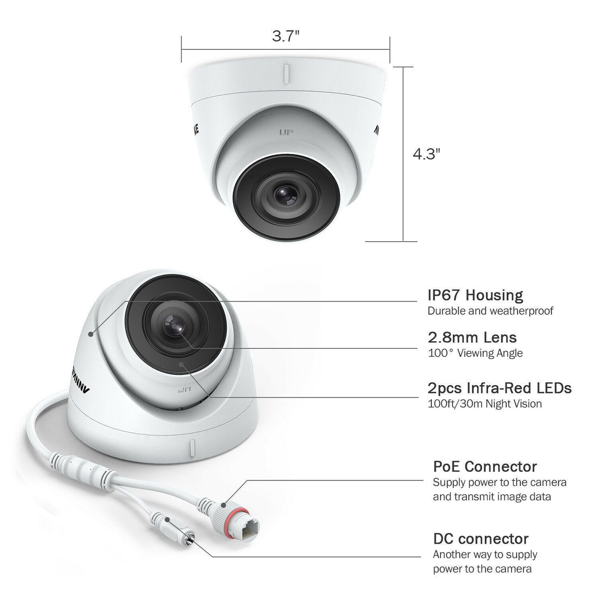 Annke 8 Channel Security Kit: 8MP(4K Ultra HD) NVR, 4 X 5MP Turret Cameras